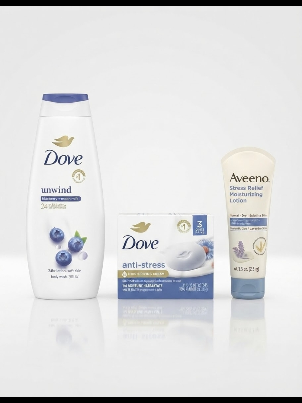 Unwind Dove/Aveeno Package-Moon Milk Body Wash